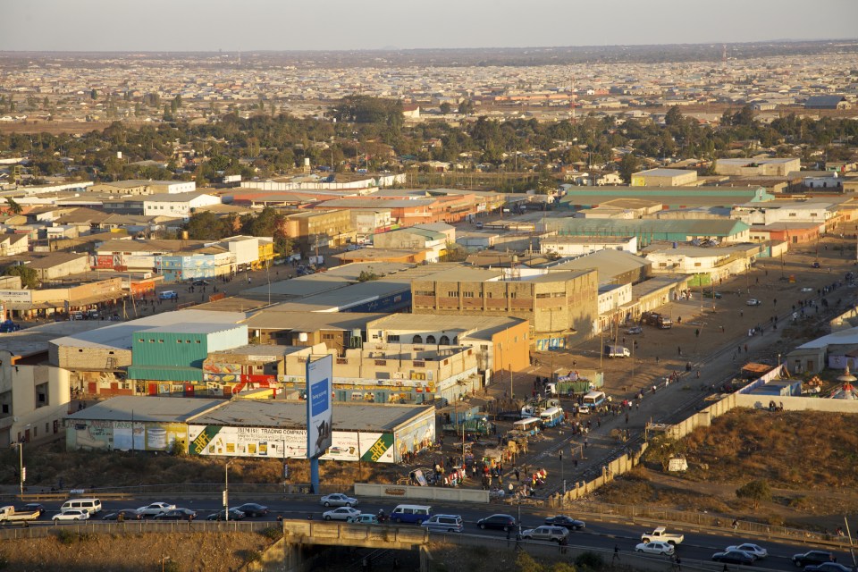 View at dusk across Lusaka CBD and suburbs, Lusaka, Zambia