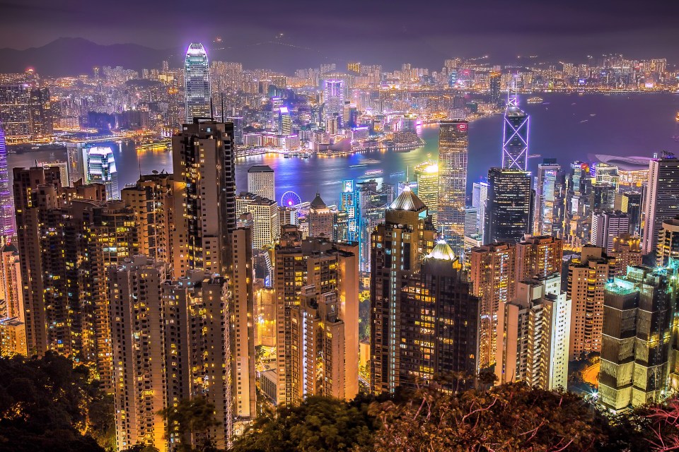 City night view of Hong Kong