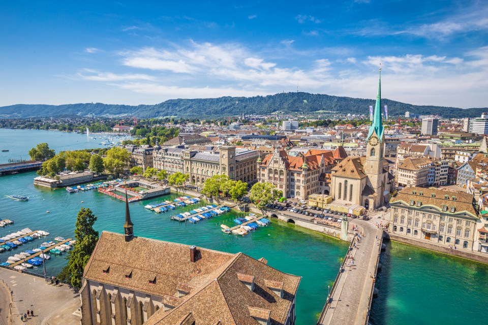 Historic city of Zürich with river Limmat, Switzerland