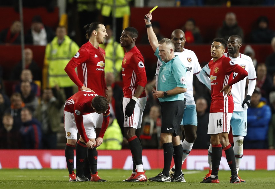  Paul Pogba was shown a yellow card for diving midway through the first half