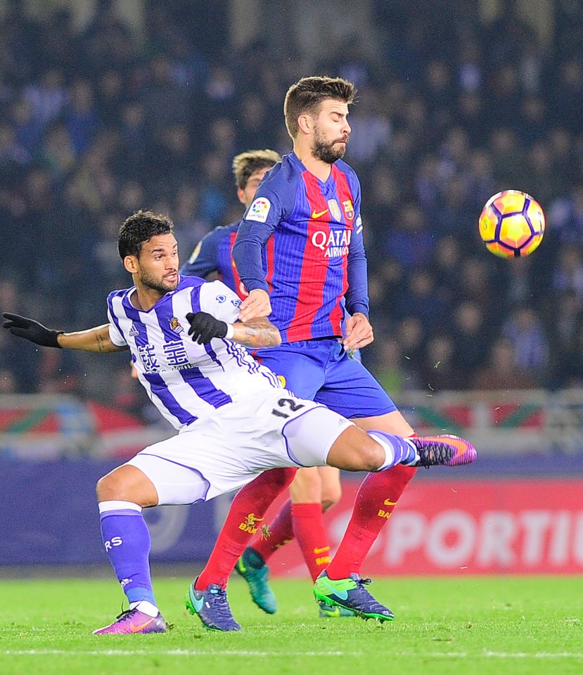  Barca defender Gerard Pique concerned with this teams attitude drawing at Real Sociedad