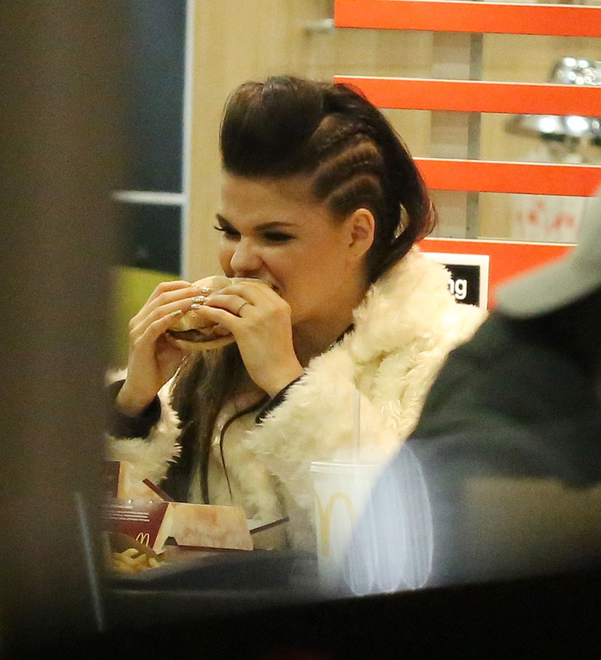  She was snapped wolfing down a delicious-looking meal at the fast food chain