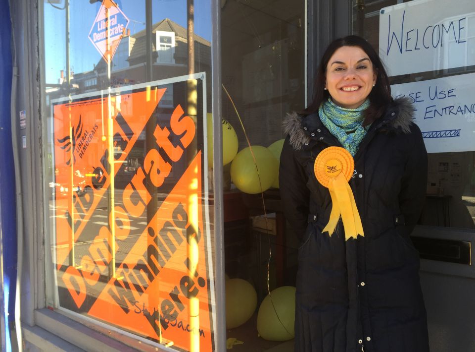  The Lib Dem candidate Sarah Olney is standing against Mr Goldsmith