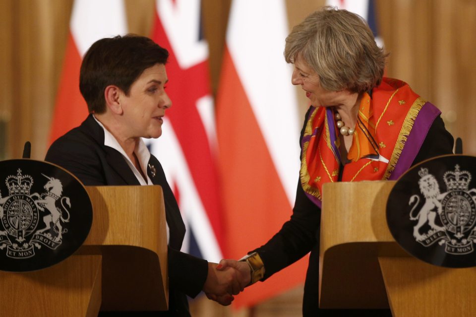  Theresa May welcomed Poland's PM to London yesterday to discuss bilateral relations