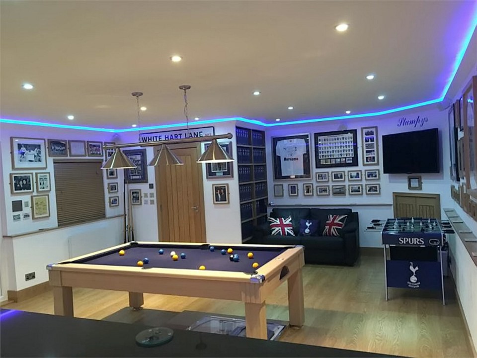 The impressive games room is a suitable place for Darron and his family to watch the games