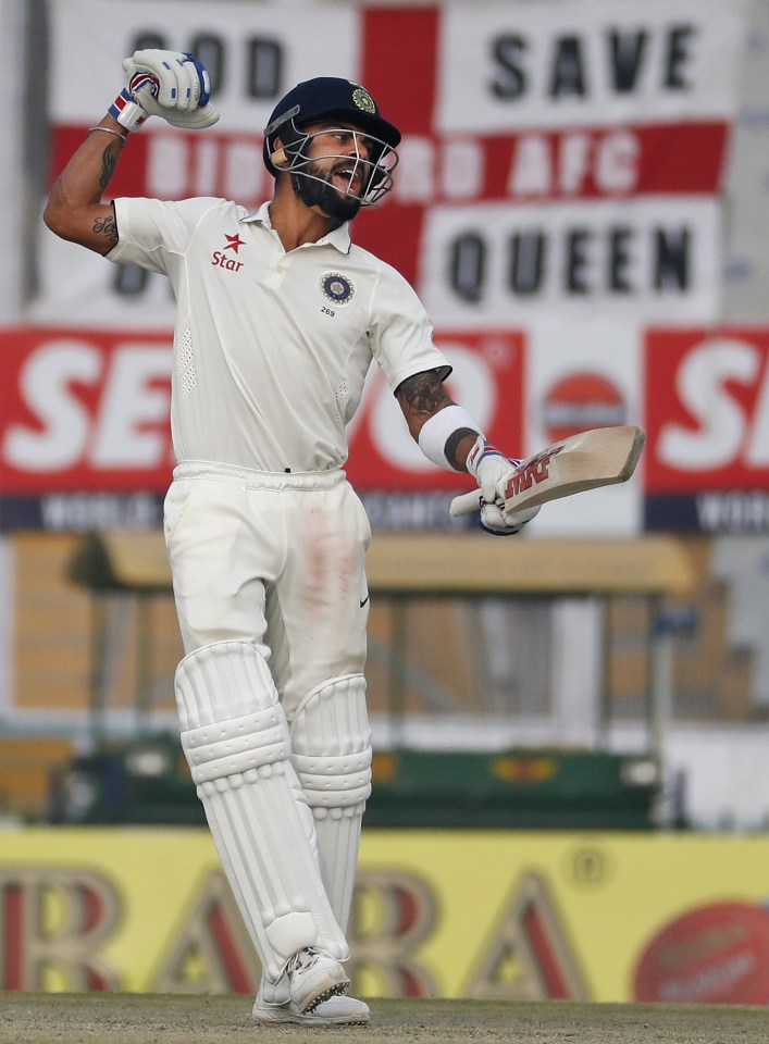  Virat Kohli celebrates as India beat England in the second test