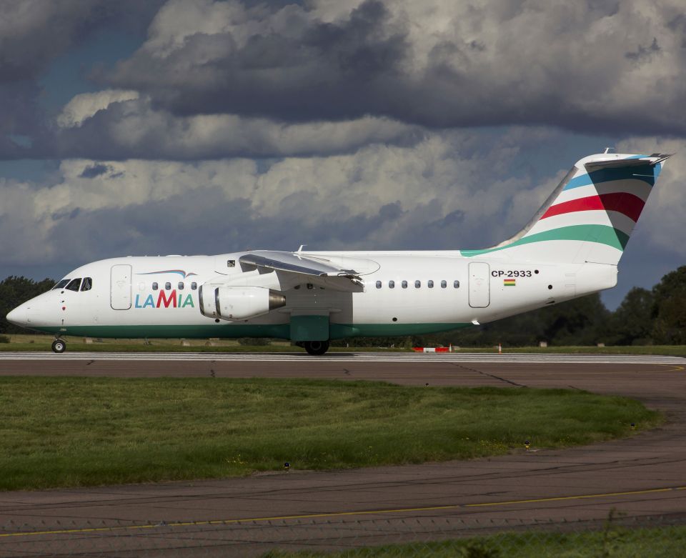 The British Aerospace 146 plane operated by LAMIA that crashed in Colombia 