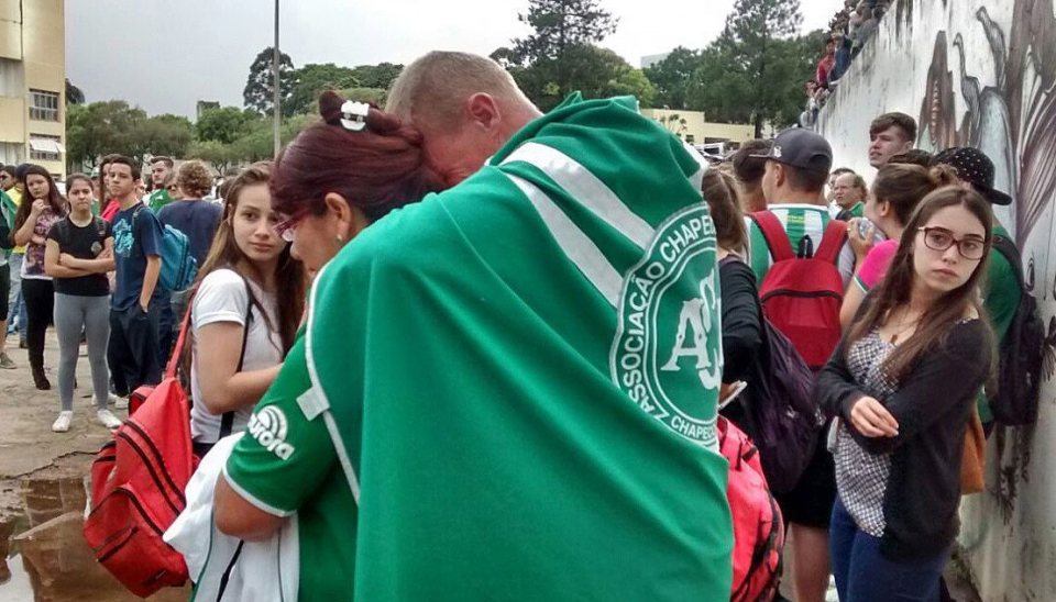  Supporters of Chapcoense FC gathered in the club's home town of Chapeco to grieve