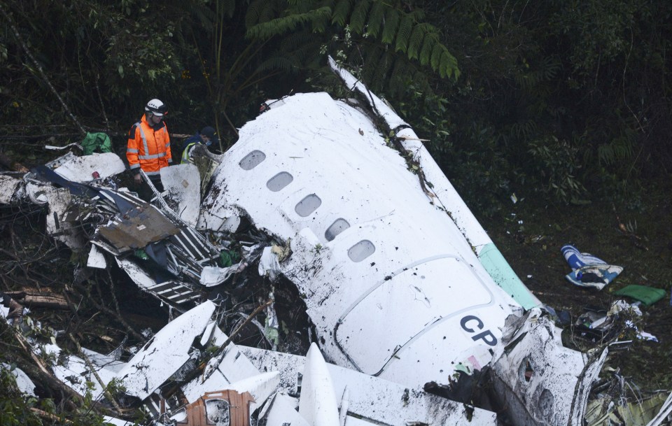  Wreckage of Flight LMI2933 which was carrying the Chapecoense team