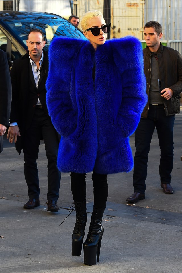  Lady Gaga stepped out in a blue fur coat worth £19,000