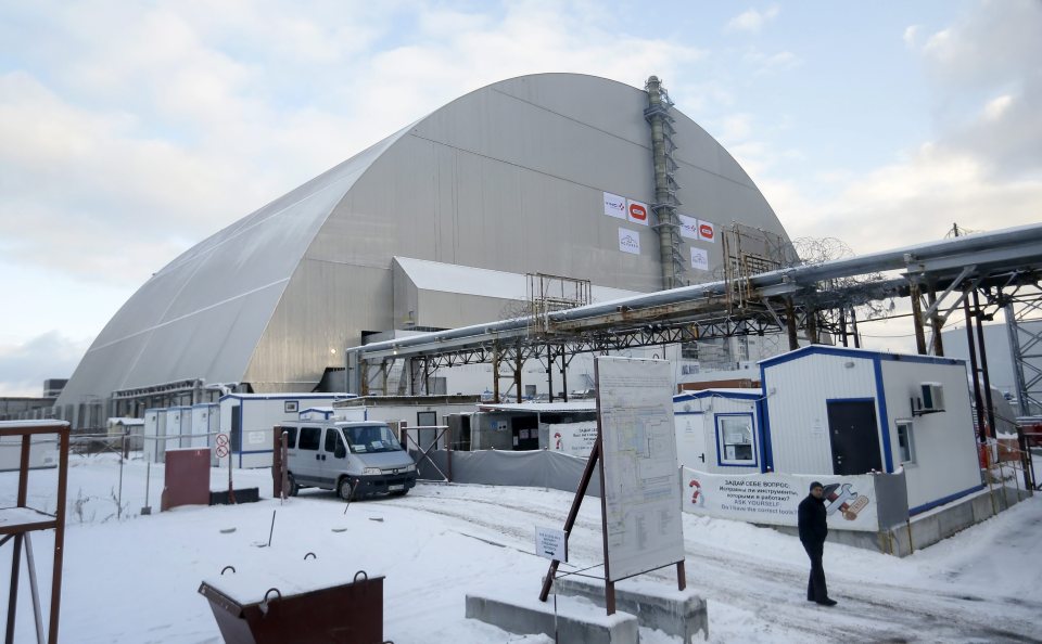 New protective shelter over the remains of the nuclear reactor Unit 4, at Chernobyl nuclear power plant