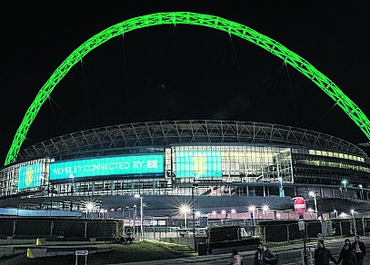  Wembley's iconic arch lit in the colours of Chapecoense