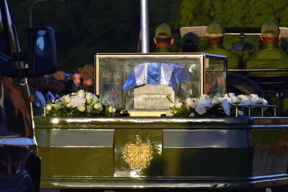  The urn with the ashes of Cuban leader Fidel Castro leaves Revolution Square in Havana