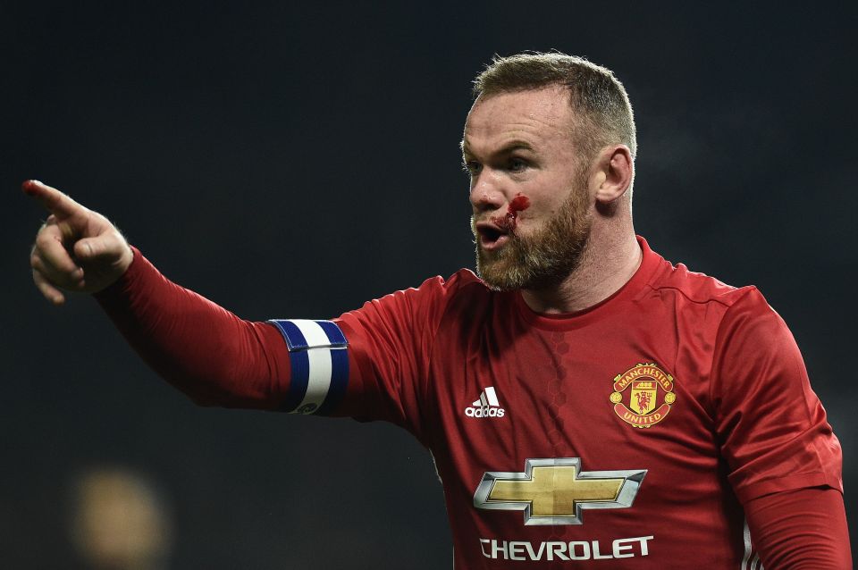  Wayne Rooney was furious after he was not given a penalty despite bleeding from the face