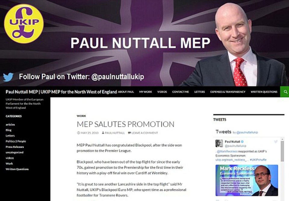  One of the posts on Mr Nuttall's website