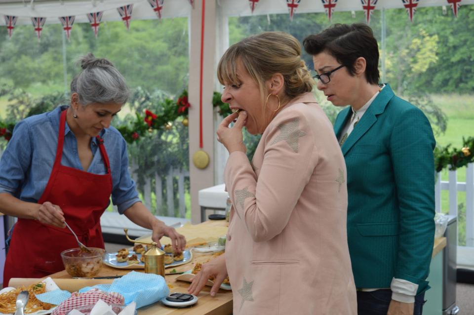  Mel samples the delights of Chetna's bake