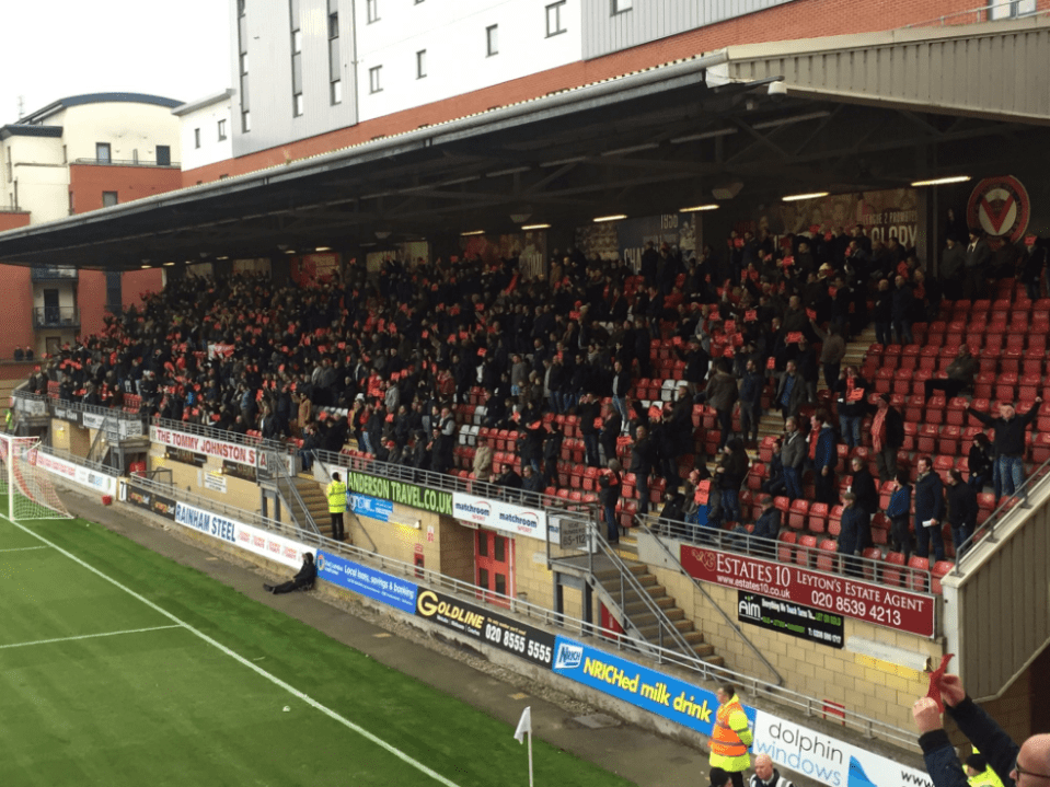  There was a protest in the 18th minute of the game in the stands