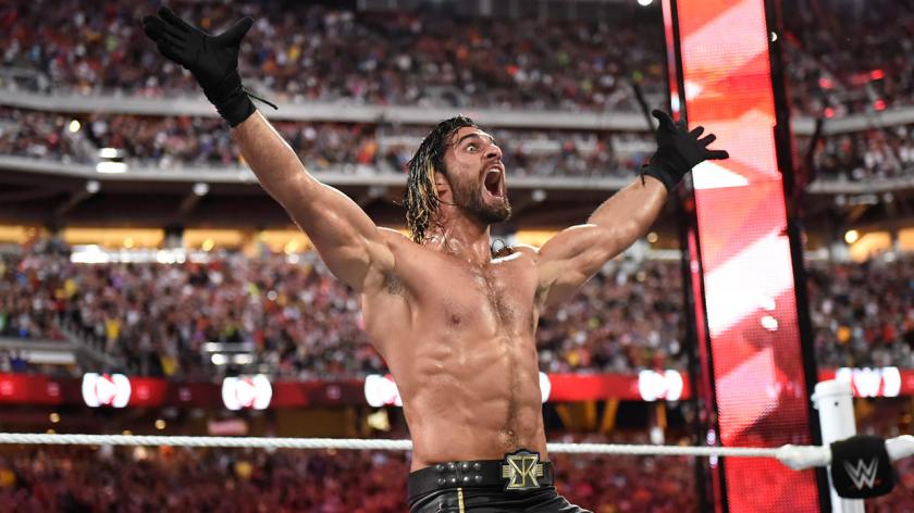  Seth Rollins wins the world championship at WrestleMania 31