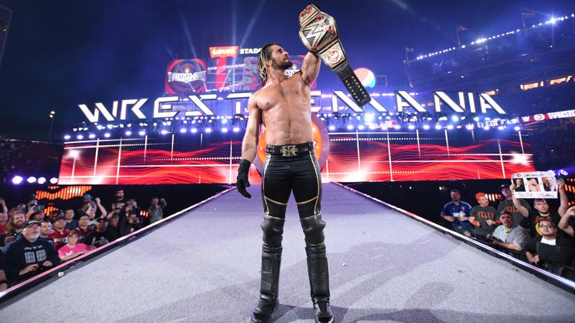  Seth Rollins with his world heavyweight championship title