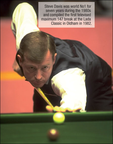  Steve Davis was world No1 for seven years during the 1980s and compiled the first televised maximum 147 break at the Lada Classic in Oldham in 1982.