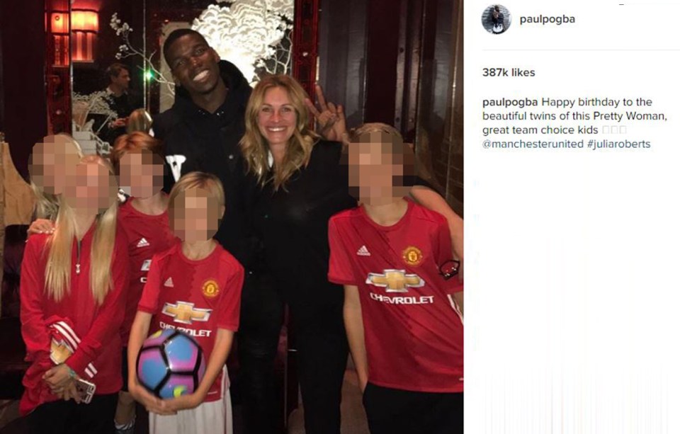  Paul Pogba posted this snap on Instagram with Julia Roberts and kids