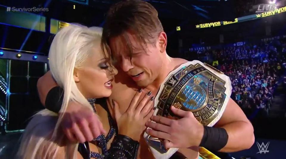  Intercontinental champ The Miz celebrates with wife, and chief assister, Maryse