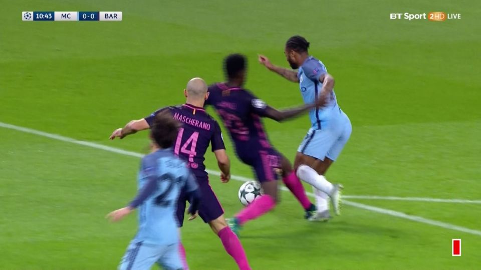  Raheem Sterling was clearly caught by Samuel Umtiti's foot as he made his way into the penalty area