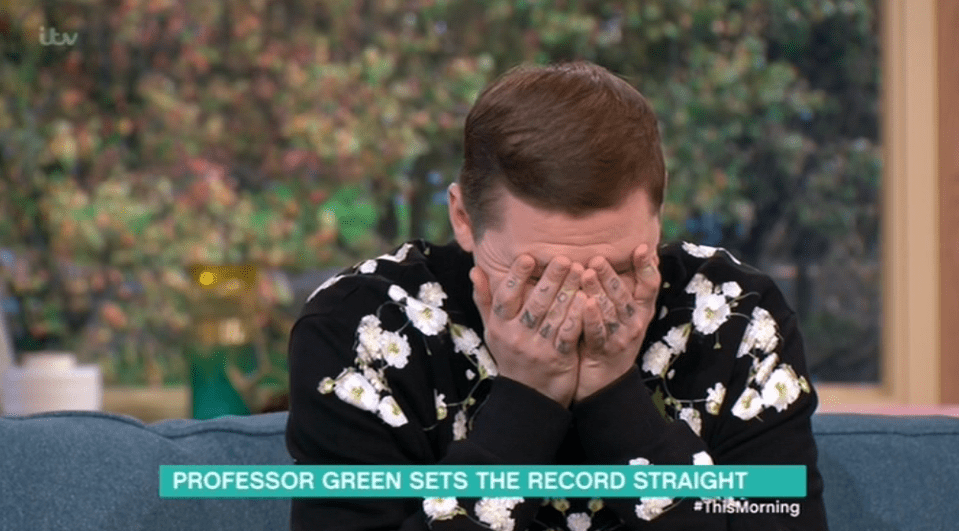  Professor Green cringed and put his head in his hands as Holly defended Honey G