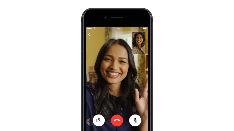  This photo shows a video call being made on an iPhone, to someone using an Android device