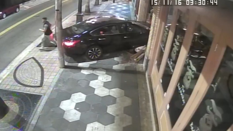  Police are now investigating the CCTV footage of the shocking crash which severely damaged the facade of the business