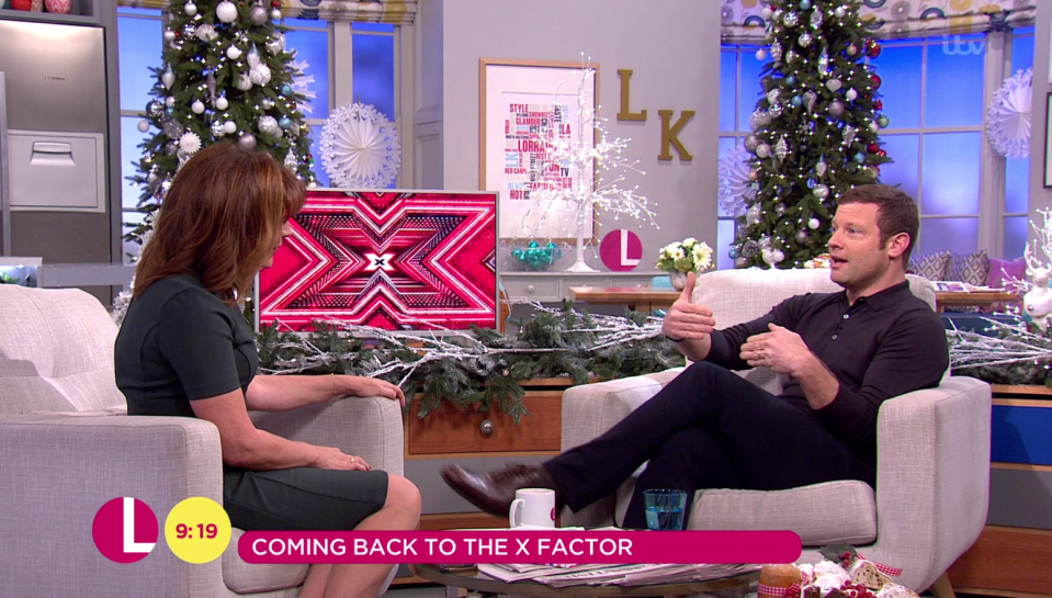  Dermot O'Leary appeared on Lorraine to talk about the upcoming X Factor final