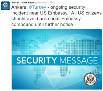  The US State Department warns citizens to avoid its embassy in Ankara