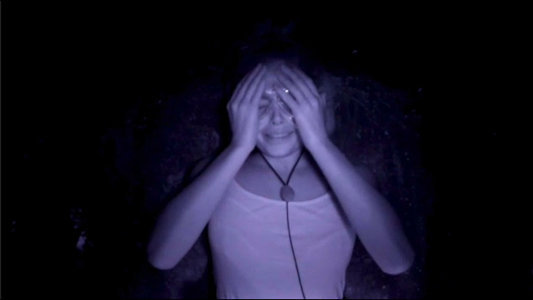  Scarlett starts weeping as she lies in a pitch black cave for her new trial