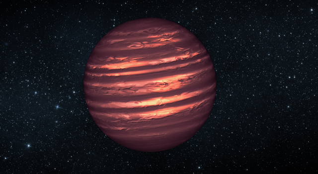 An artist's impression of a brown dwarf, the mass left behind when a star fails to ignite properly