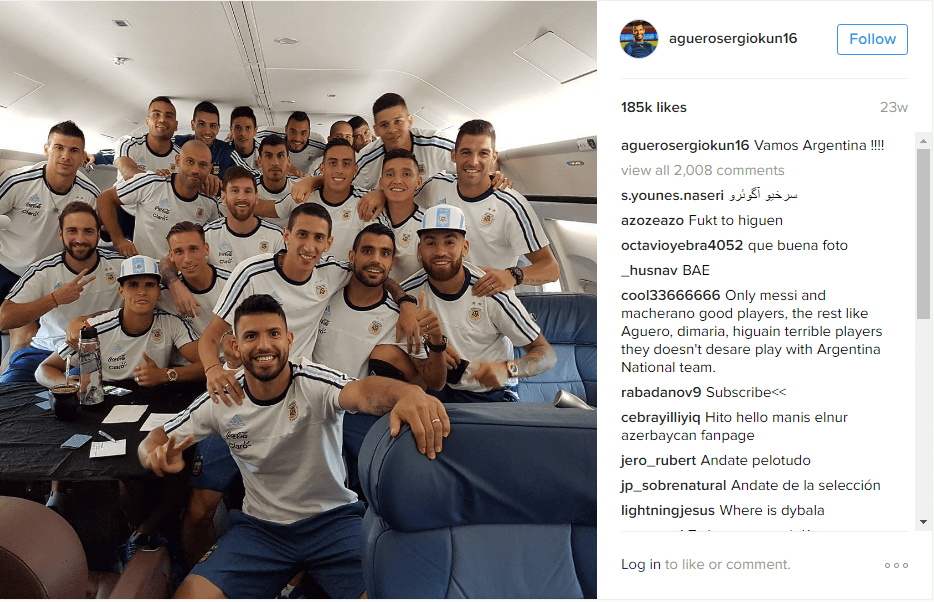  The Argentine team pictured on board a team flight earlier this year