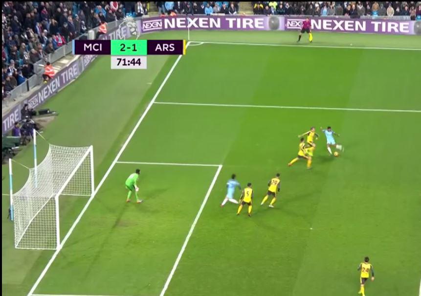  The position of David Silva for City's second goal