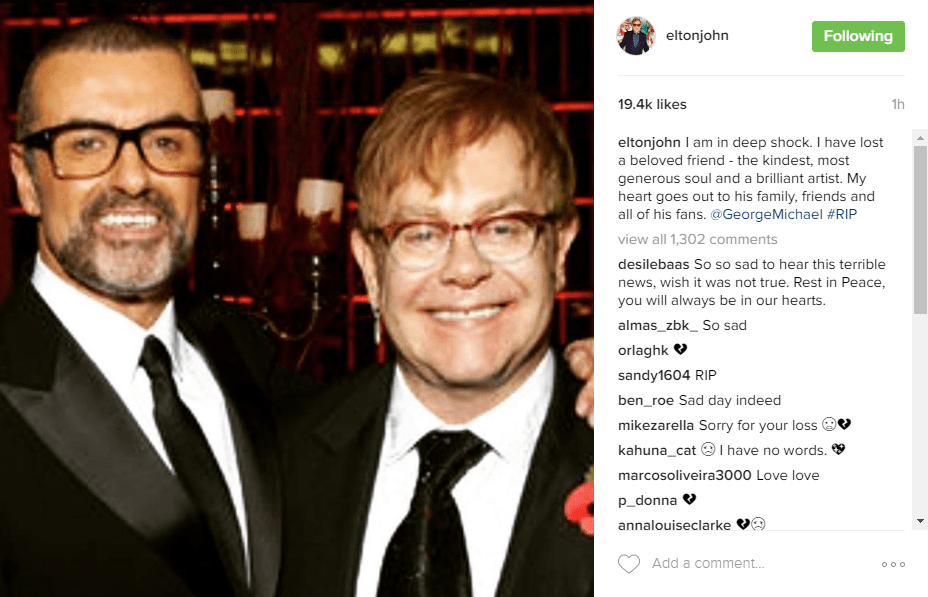  Elton John paid tribute to George with this touching post