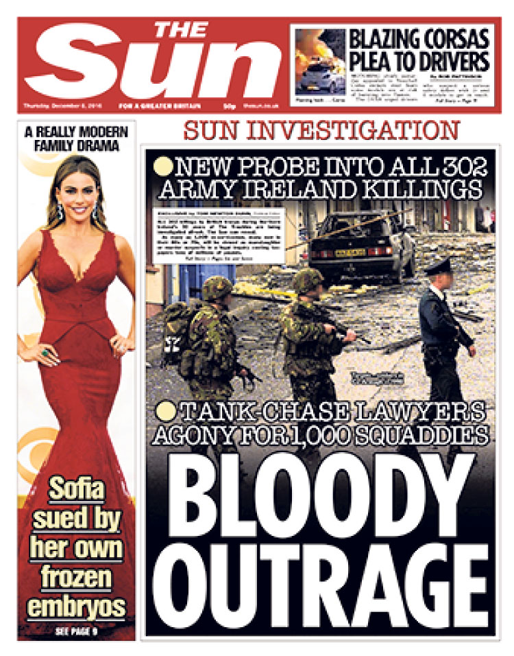  The Sun revealed last week that all 302 killings by British troops during the Troubles remain under investigation