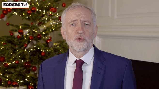  The Labour leader wished armed forces a 'peaceful Christmas'