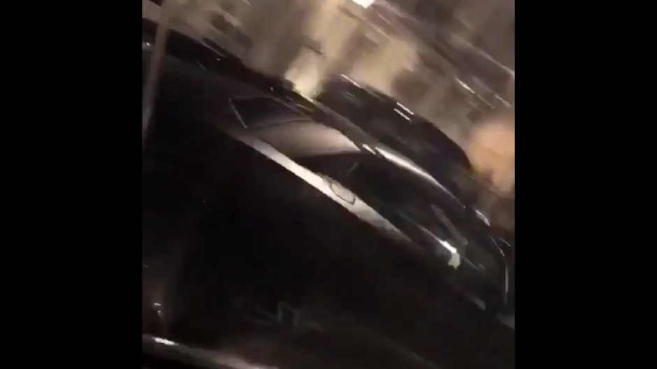  The jet black supercar was filmed overtaking another car on Park Lane in London