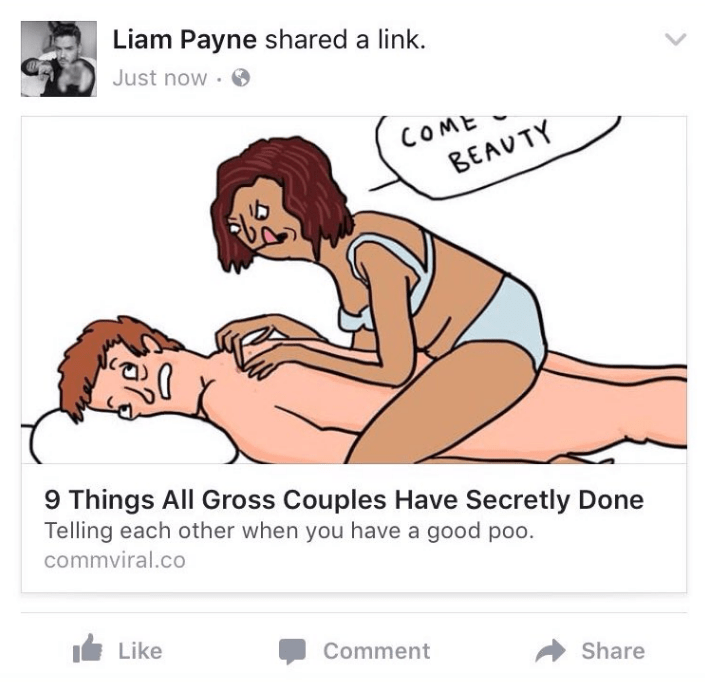  This article was just one of many posted on Liam's Facebook page