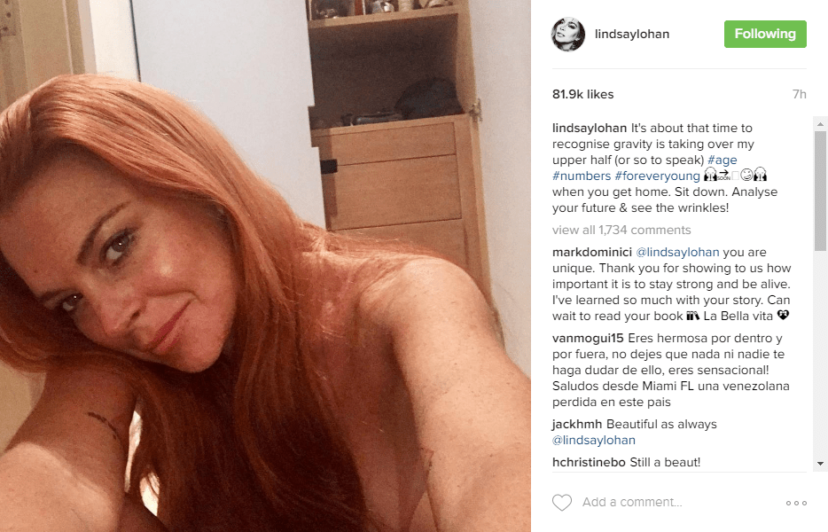  Lindsay Lohan shared the sultry picture with her Instagram followers