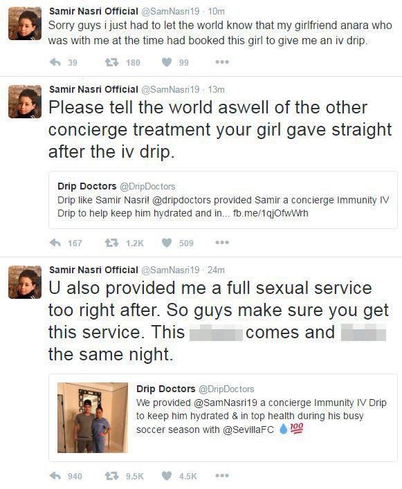  Samir Nasri's Twitter account went wild on Tuesday night