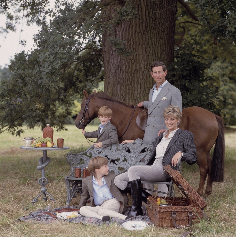 Prince Charles, Princess Diana, Prince William and Prince Harry pictured in the grounds of Highgrove House, Gloucestershire