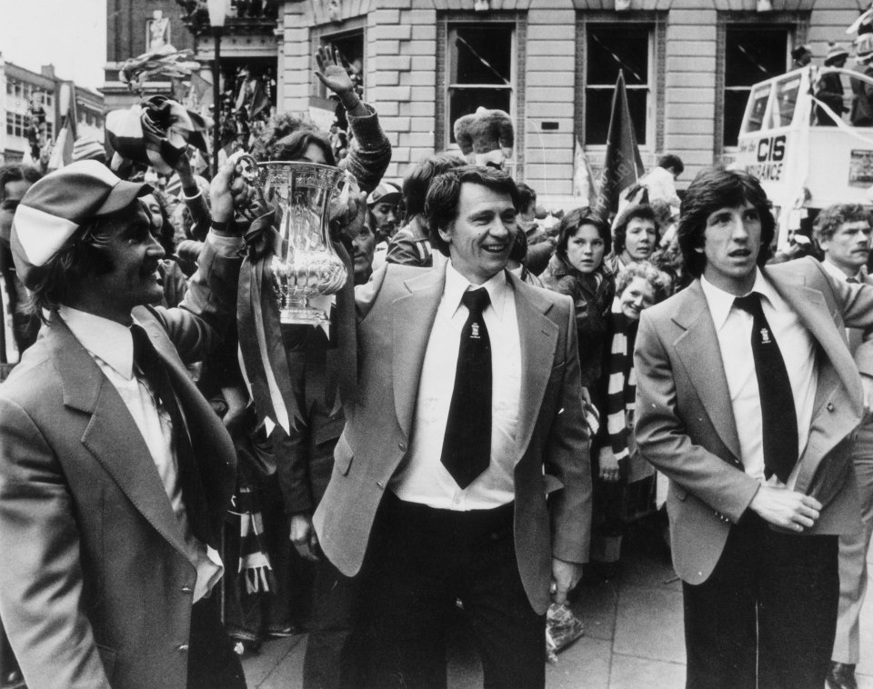  Sir Bobby celebrates after leading Ipswich to sensational FA Cup win in 1978