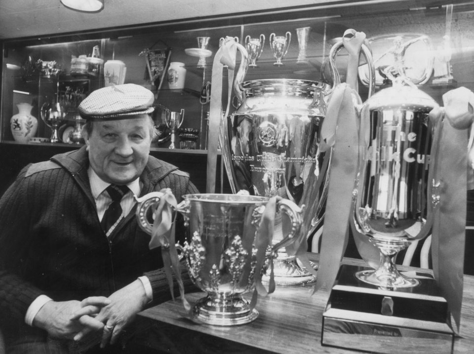  Bob Paisley poses with all of his trophies — but FA Cup eluded great Englishman