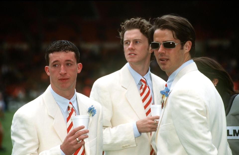  Robbie, Steve MacManaman and Jamie Redknapp (left-right) were part of a group dubbed the Spice Boys