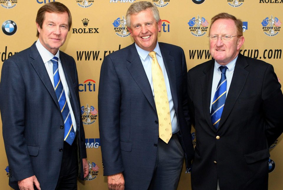  George O'Grady and Richard Hills flank triumphant 2010 captain Colin Montgomerie