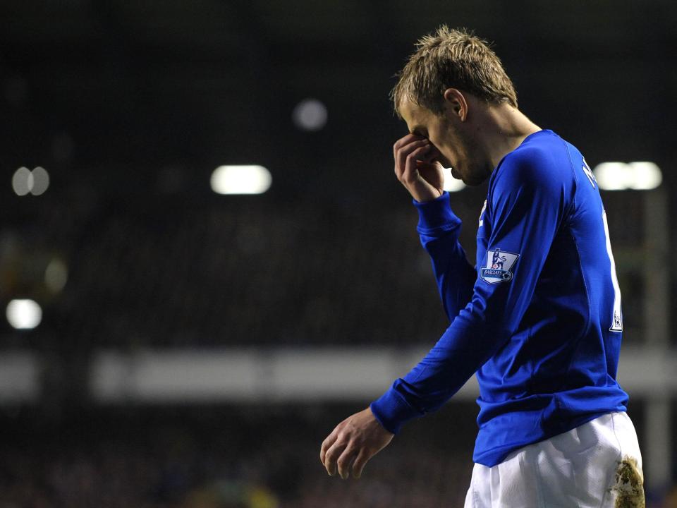  Phil Neville has seen red in two Merseyside derbies