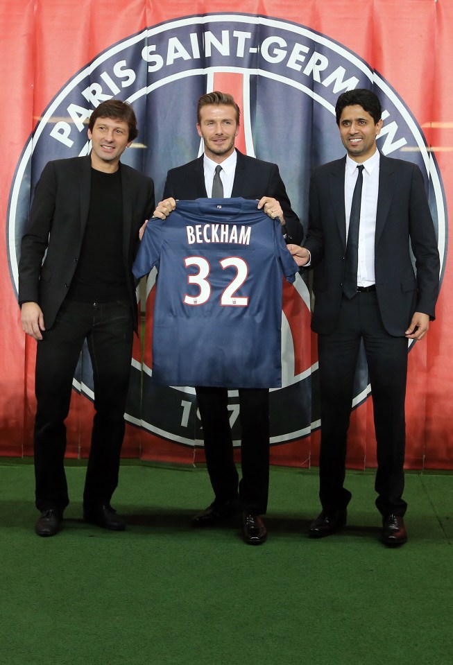 PSG owner Nasser Al-Khelaifi (left) has brought in a number of big names during his tenure, such as David Beckham